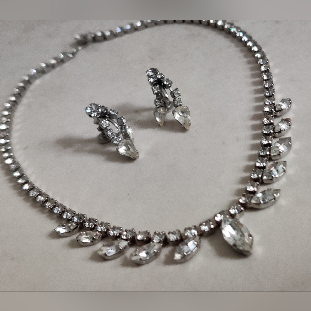 Made in Austria Art Deco Style Crystal Set Necklace and Earrings